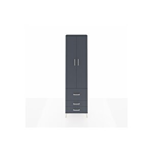 Arges Dolap 2 Raflı 3 Çekmeceli Tek Askılı 60x30x221 Antrasit-antrasit