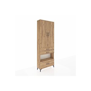 Arges Dolap 4 Raflı 3 Çekmeceli 2 Kapaklı 88x30x243 Çam-çam