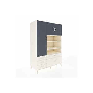 Kronos Dolap 9 Raflı 5 Çekmeceli 3 Kapaklı 132x59x195 Aytaşı-antrasit/aytaşı