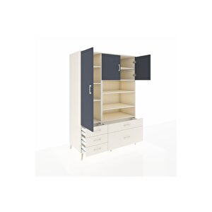 Kronos Dolap 9 Raflı 5 Çekmeceli 3 Kapaklı 132x59x195 Aytaşı-antrasit/aytaşı