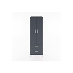 Hyperion Dolap 2 Raflı 2 Çekmeceli Tek Askılı 60x44x195 Antrasit-antrasit