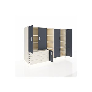 Kronos Dolap 11 Raflı 3 Çekmeceli 7 Kapaklı 220x59x163 Aytaşı-antrasit/aytaşı