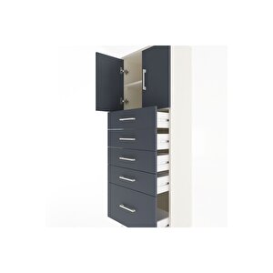 Arges Dolap 2 Raflı 5 Çekmeceli 2 Kapaklı 60x30x163 Aytaşı-antrasit