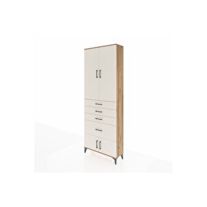 Arges Dolap 2 Raflı 4 Çekmeceli 4 Kapaklı 88x30x243 Çam-aytaşı