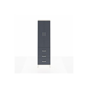 Arges Dolap 2 Raflı 3 Çekmeceli Tek Askılı 60x30x221 Aytaşı-antrasit
