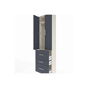 Arges Dolap 2 Raflı 3 Çekmeceli Tek Askılı 60x30x221 Aytaşı-antrasit