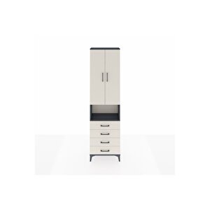 Arges Dolap 4 Raflı 4 Çekmeceli 2 Kapaklı 60x30x221 Antrasit-aytaşı