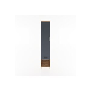 Hyperion Dolap 3 Raflı Tek Çekmeceli Tek Askılı 44x44x221 Çam-antrasit