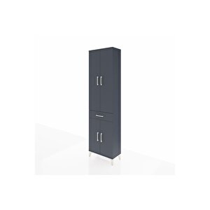 Arges Dolap 4 Raflı Tek Çekmeceli 4 Kapaklı 60x30x221 Antrasit-antrasit