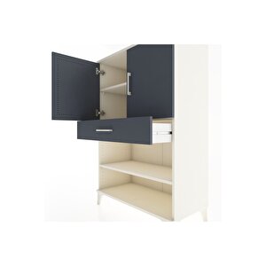 Hyperion Dolap 3 Raflı Tek Çekmeceli 2 Kapaklı 88x44x134 Aytaşı-antrasit