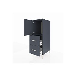 Kronos Dolap Tek Raflı 2 Çekmeceli Tek Kapaklı 44x59x134 Antrasit-antrasit