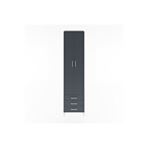 Hyperion Dolap 5 Raflı 3 Çekmeceli 2 Kapaklı 60x44x243 Antrasit-antrasit