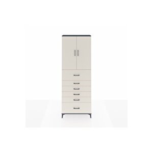 Arges Dolap 3 Raflı 6 Çekmeceli 2 Kapaklı 88x30x243 Antrasit-aytaşı