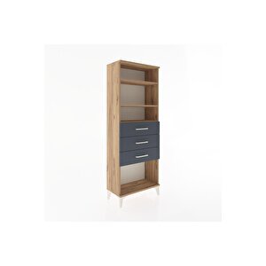 Arges Dolap 3 Raflı 3 Çekmeceli 60x30x163 Çam-antrasit
