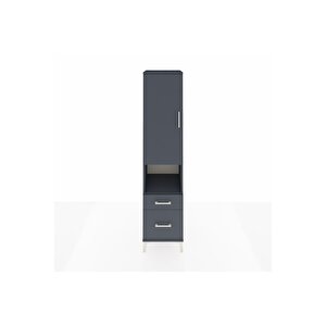 Hyperion Dolap 4 Raflı 2 Çekmeceli Tek Kapaklı 44x44x195 Antrasit-antrasit