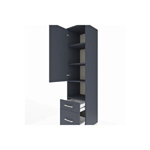 Hyperion Dolap 4 Raflı 2 Çekmeceli Tek Kapaklı 44x44x195 Antrasit-antrasit