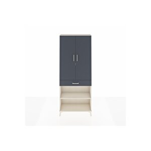 Arges Dolap 4 Raflı Tek Çekmeceli 2 Kapaklı 88x30x221 Aytaşı-antrasit