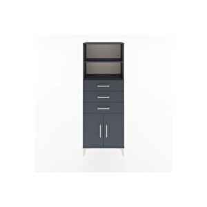 Arges Dolap 3 Raflı 3 Çekmeceli 2 Kapaklı 60x30x163 Antrasit-antrasit