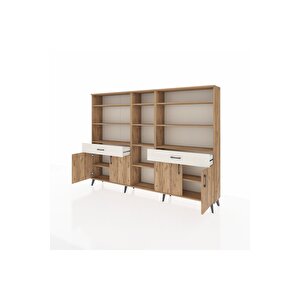 Arges Dolap 12 Raflı 2 Çekmeceli 4 Kapaklı 220x30x163 Çam-çam/aytaşı