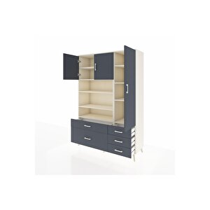 Hyperion Gardrop 9 Raflı 5 Çekmeceli 3 Kapaklı 132x44x195 Aytaşı-antrasit