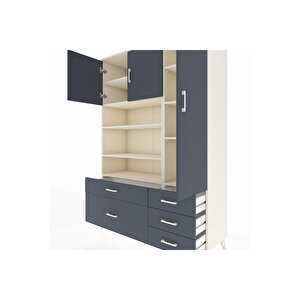 Hyperion Gardrop 9 Raflı 5 Çekmeceli 3 Kapaklı 132x44x195 Aytaşı-antrasit