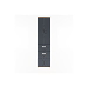 Arges Dolap 3 Raflı 4 Çekmeceli 4 Kapaklı 60x30x243 Çam-antrasit