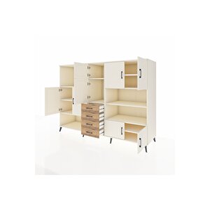 Kronos Dolap 9 Raflı 4 Çekmeceli 8 Kapaklı 220x59x163 Aytaşı-aytaşı/çam