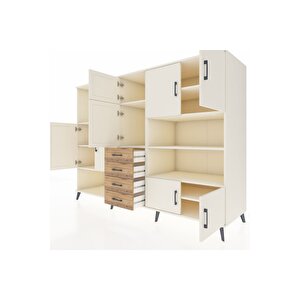 Kronos Dolap 9 Raflı 4 Çekmeceli 8 Kapaklı 220x59x163 Aytaşı-aytaşı/çam