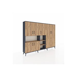 Arges Dolap 13 Raflı 7 Kapaklı 220x30x163 Antrasit-çam