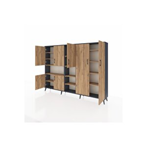 Arges Dolap 13 Raflı 7 Kapaklı 220x30x163 Antrasit-çam