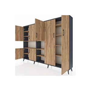 Arges Dolap 13 Raflı 7 Kapaklı 220x30x163 Antrasit-çam