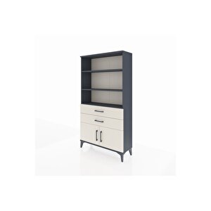 Arges Dolap 3 Raflı 2 Çekmeceli 2 Kapaklı 88x30x163 Antrasit-aytaşı