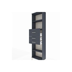 Arges Dolap 3 Raflı 3 Çekmeceli 60x30x221 Antrasit-antrasit