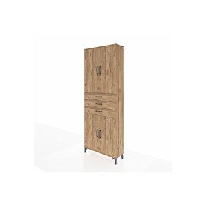 Arges Dolap 4 Raflı 3 Çekmeceli 4 Kapaklı 88x30x243 Çam-çam