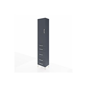 Arges Dolap 2 Raflı 5 Çekmeceli Tek Askılı 44x30x221 Antrasit-antrasit