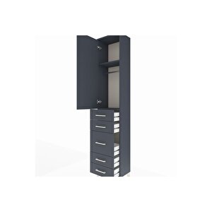 Arges Dolap 2 Raflı 5 Çekmeceli Tek Askılı 44x30x221 Antrasit-antrasit