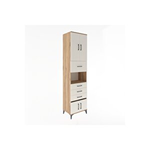 Hyperion Dolap 3 Raflı 4 Çekmeceli 4 Kapaklı 60x44x243 Çam-aytaşı