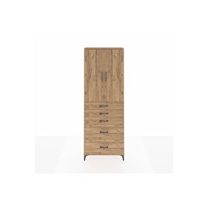 Arges Dolap 3 Raflı 5 Çekmeceli 2 Kapaklı 88x30x243 Çam-çam