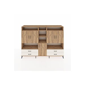 Hyperion Dolap 12 Raflı 4 Çekmeceli 5 Kapaklı 220x44x163 Çam-çam/aytaşı
