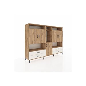 Hyperion Dolap 12 Raflı 4 Çekmeceli 5 Kapaklı 220x44x163 Çam-çam/aytaşı