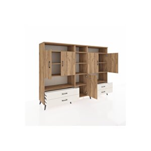 Hyperion Dolap 12 Raflı 4 Çekmeceli 5 Kapaklı 220x44x163 Çam-çam/aytaşı