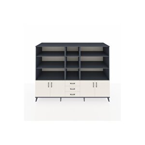 Kronos Dolap 11 Raflı 3 Çekmeceli 4 Kapaklı 220x59x163 Antrasit-aytaşı