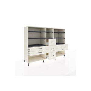 Kronos Dolap 8 Raflı 7 Çekmeceli  220x59x163 Aytaşı-antrasit/aytaşı