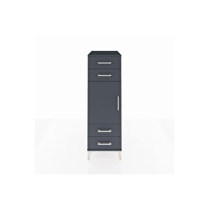Kronos Dolap 2 Raflı 4 Çekmeceli Tek Kapaklı 44x59x134 Antrasit-antrasit
