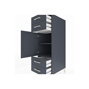 Kronos Dolap 2 Raflı 4 Çekmeceli Tek Kapaklı 44x59x134 Antrasit-antrasit