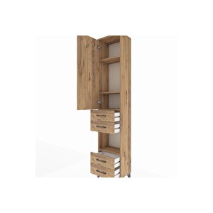 Arges Dolap 4 Raflı 4 Çekmeceli Tek Kapaklı 44x30x221 Çam-çam
