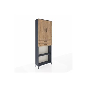 Arges Dolap 4 Raflı 2 Çekmeceli 2 Kapaklı 88x30x243 Antrasit-çam