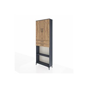 Arges Dolap 4 Raflı 2 Çekmeceli 2 Kapaklı 88x30x243 Antrasit-çam