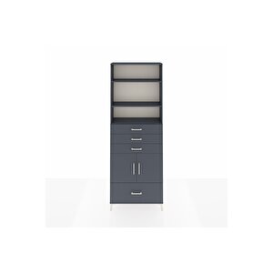 Arges Dolap 5 Raflı 4 Çekmeceli 2 Kapaklı 88x30x243 Antrasit-antrasit