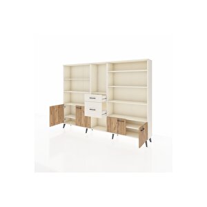 Arges Dolap 10 Raflı 2 Çekmeceli 4 Kapaklı 220x30x163 Aytaşı-çam/aytaşı